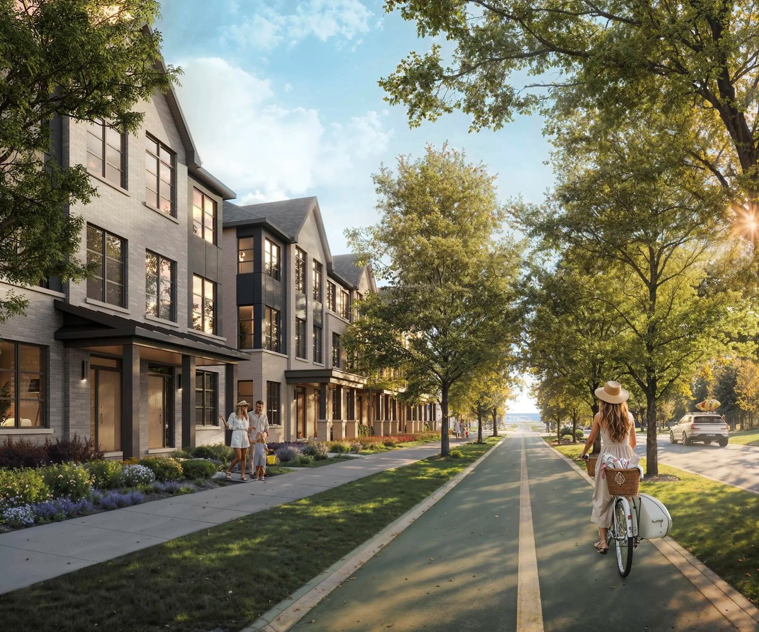 Bronte Trails South Oakville streetscape – Phase 1 stacked townhomes by Caivan